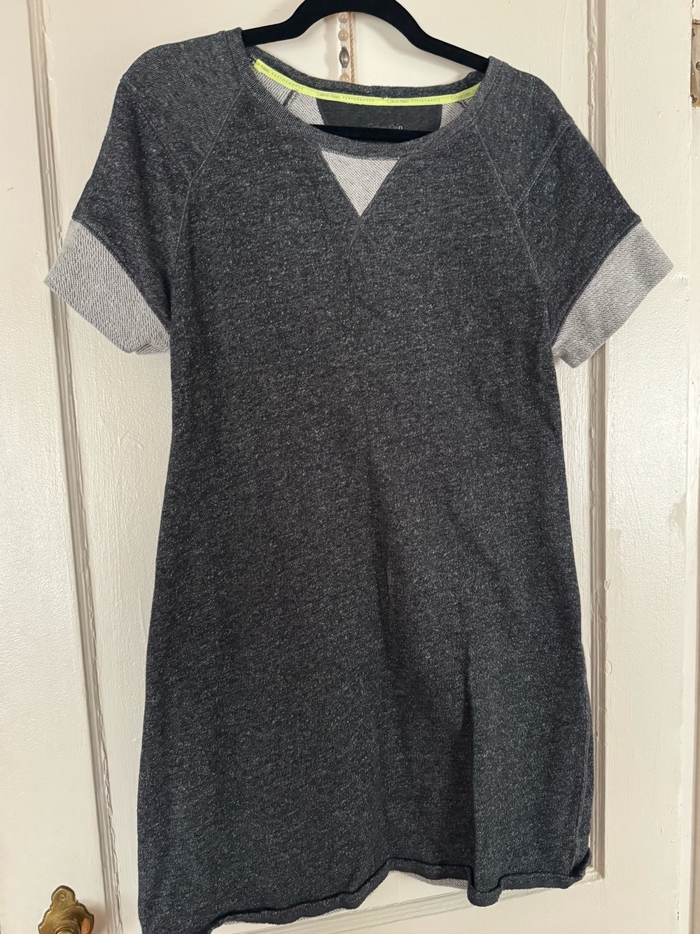 Calvin Klein Charcoal Heather Short Sleeve Mini Dress